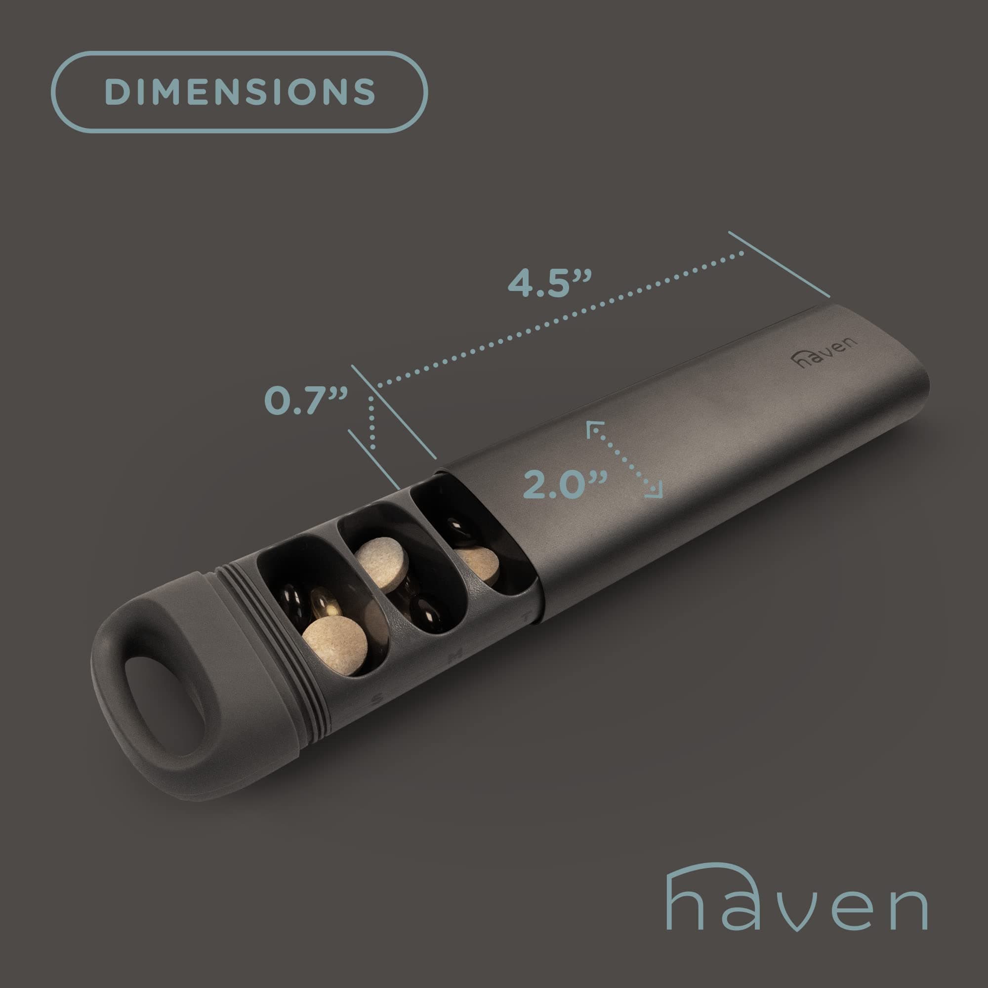 Haven Pill Organizer (7 Day) Durable Weekly Pill Case for Home and Travel - Pill Box for Medicine and Vitamin Supplements (Graphite)