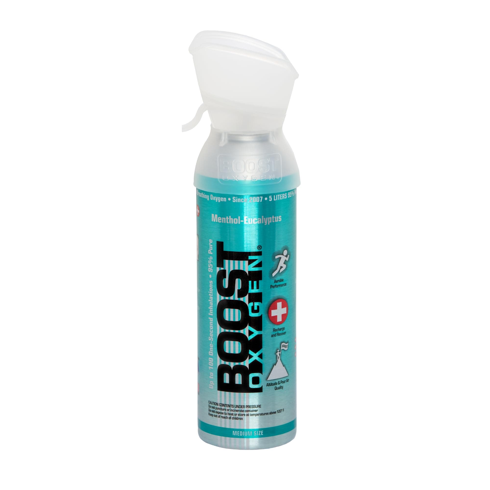 Boost Oxygen Cylinder - Portable Oxygen Cylinder for Breathing Up to 100 Uses |Pure Oxygen Can Promotes Breathing, assists with Hangovers, Colds, & Revitalizes Lungs (Menthol-Eucalyptus - 5L)