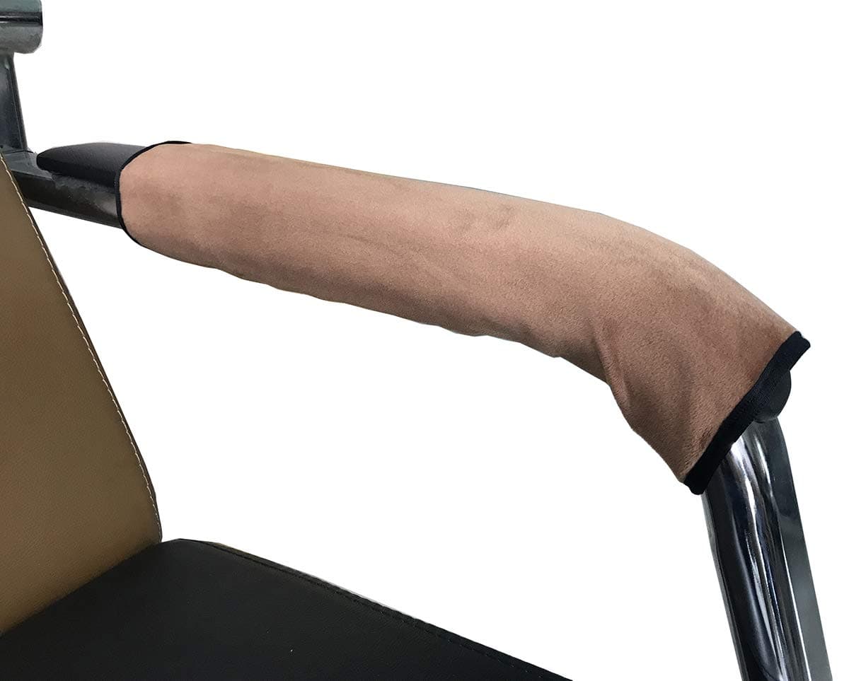 Wanty 2 Pieces Home Office Polyester Removable Durable Machine Washable Office Chair Armrest Slipcovers Covers Protect Armrests (Brown)