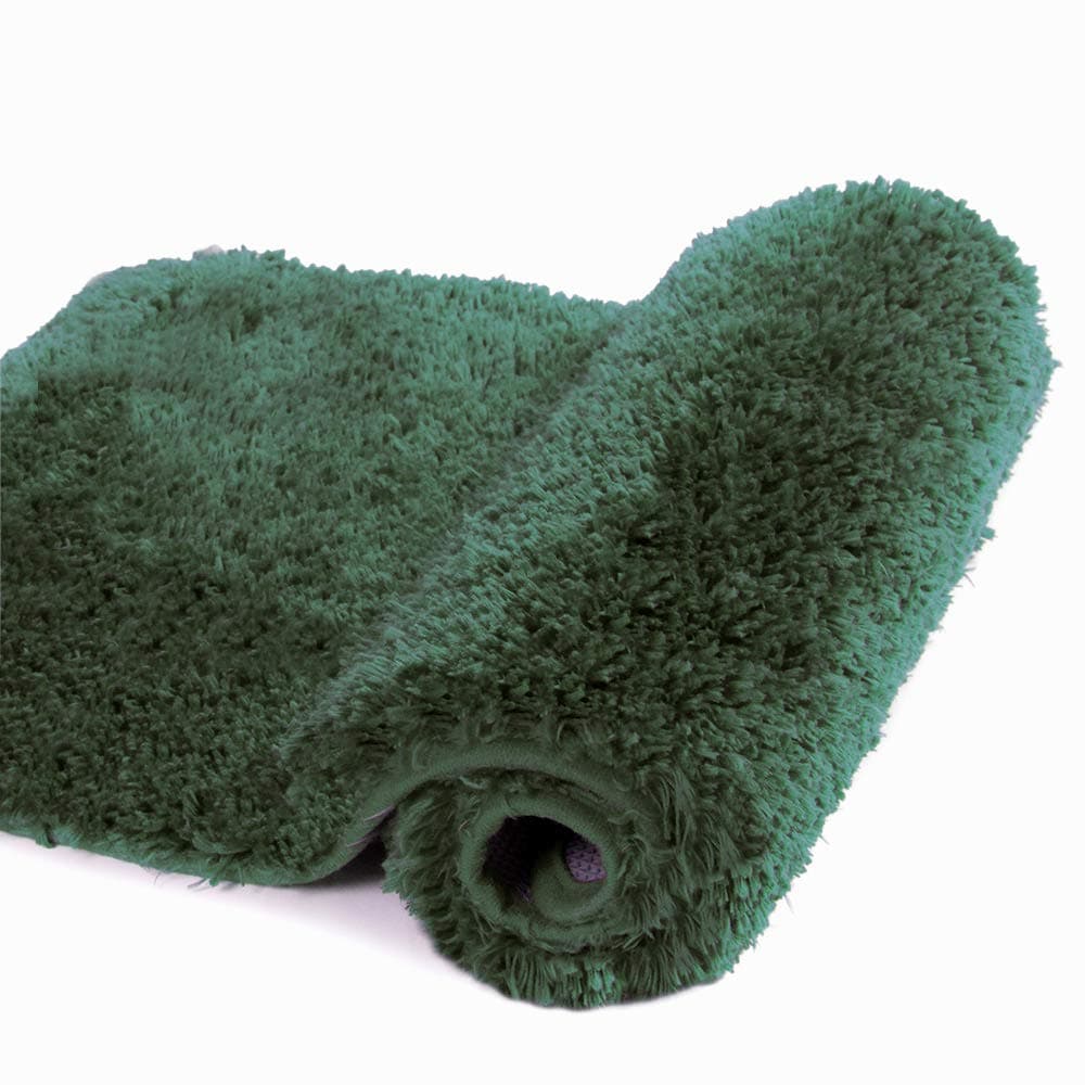 Walensee Bath Rug - Non Slip, Soft Microfiber Shaggy Bath Mat (20 x 32, Hunter Green) Water Absorbent, Machine Washable, Thick Plush Shower Mat