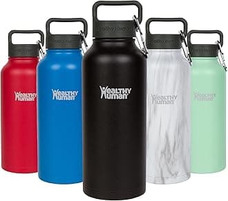 Healthy HumanStainless Steel Water Bottle | Double Walled Vacuum Insulated Water Thermos for Adults | Eco-Friendly Travel Bottles with Leak Proof Lid (Pure Black, 40 oz / 1183 ML)