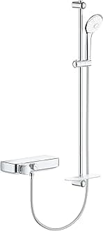 GROHE Grohtherm Smartcontrol Thermostatic Shower Mixer with 3-Spray Euphoria 110 Massage Shower Set (900 mm Shower Rail), Made in Germany, Chrome, 34721000