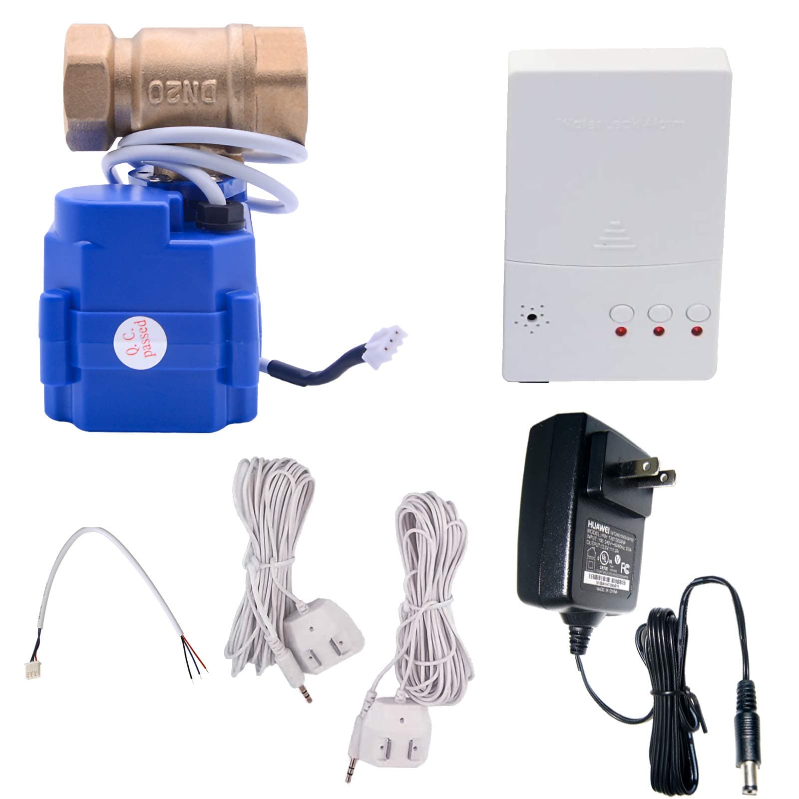 E-SDS Water Leak Detector with Shutoff Valve Sounds Alarm, Automatic Water Leak Shut Off Valve System for Pipes 3/4 NPT, Flood Prevention for Laundry,Water Heaters and More