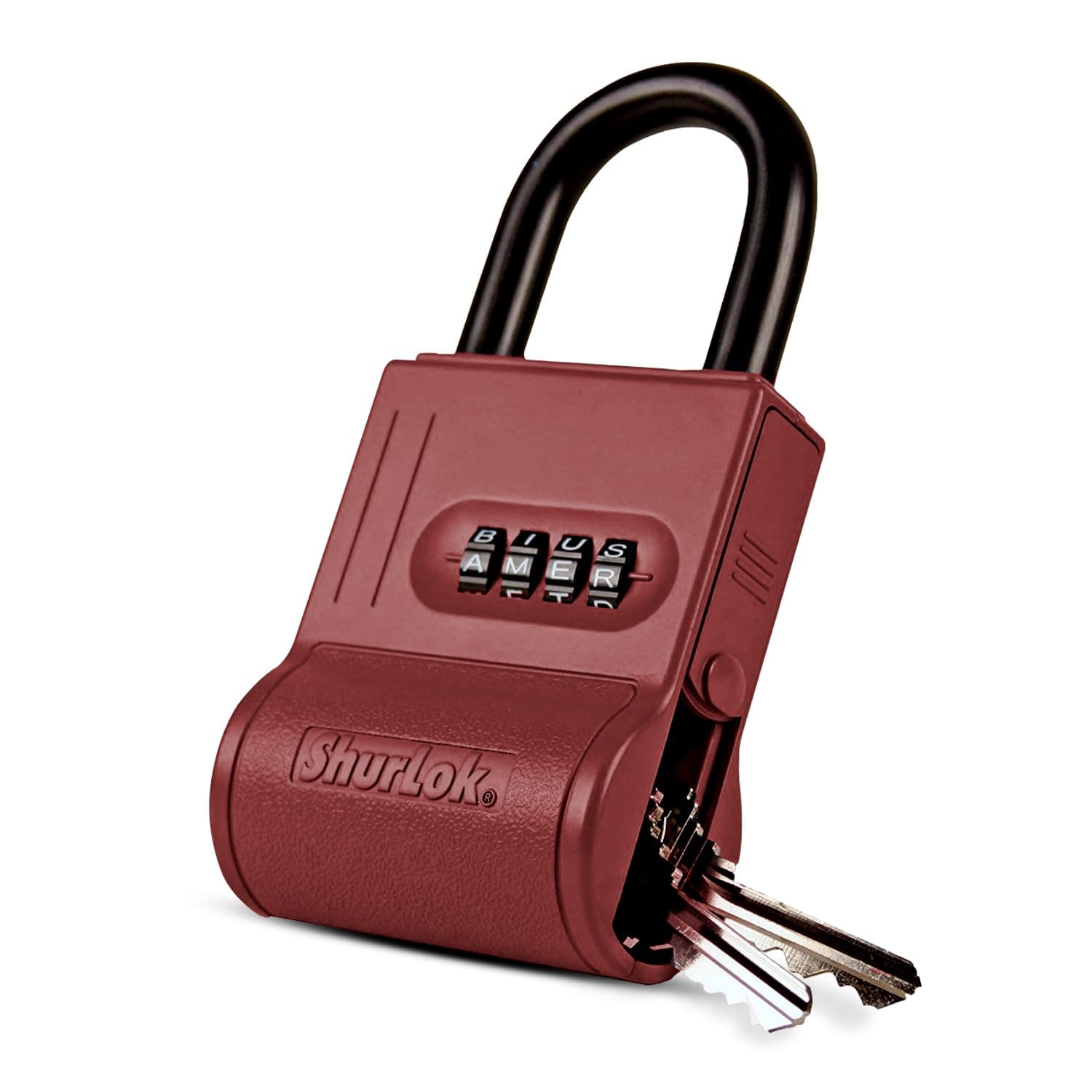 SL-300W 4 Dial Numbered Key Storage Combination Lock Box, Burgundy