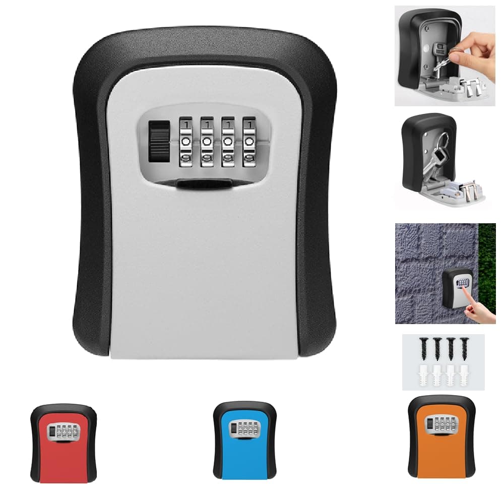 Wall-Mounted - Key box for Spare House Keys Storage - Grey