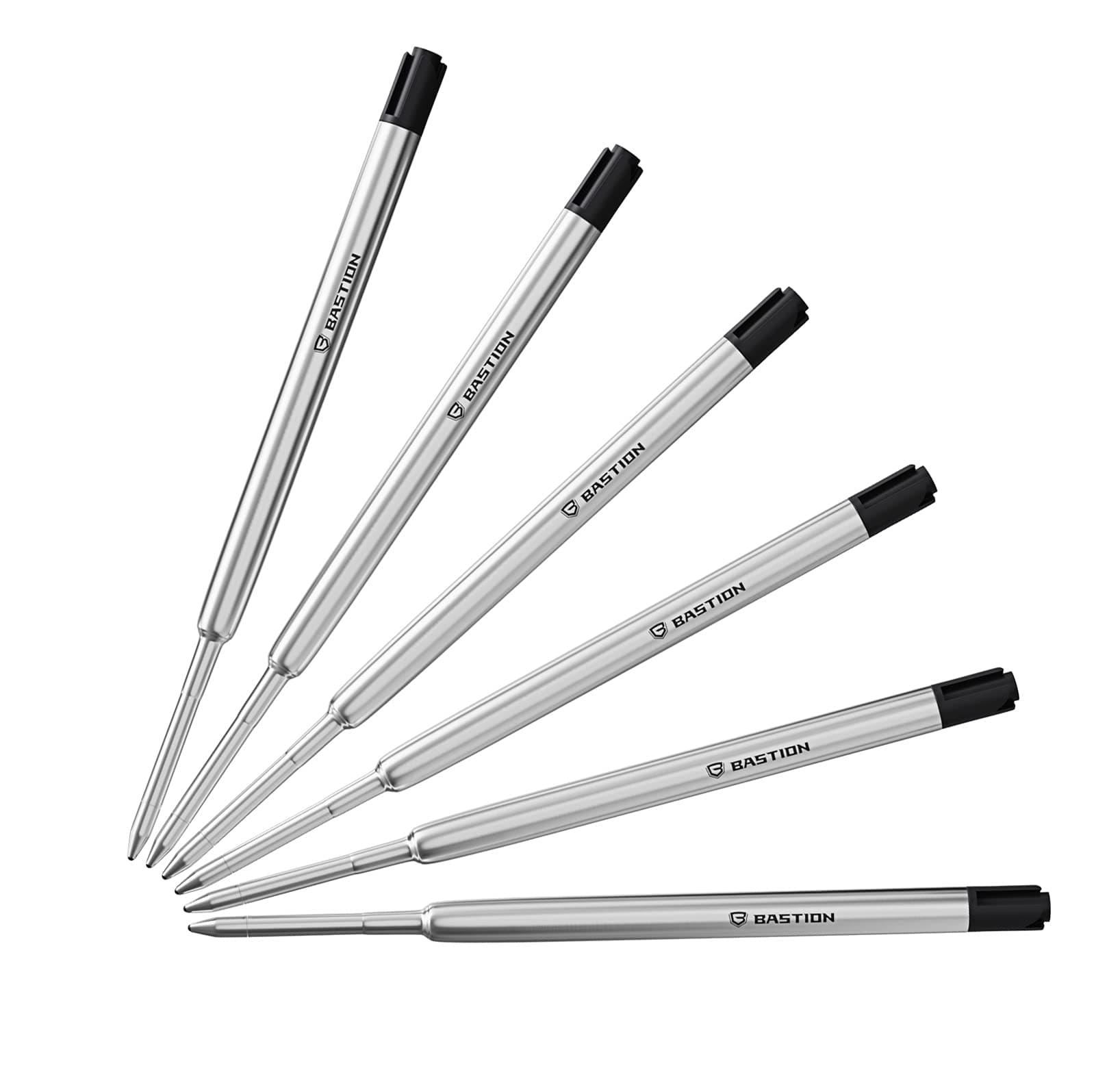 Premium Pen Refill, Deeply Pigmented Ink for All Bolt Action Luxury Pens, Standard Ink Refill with 0.55mm Fine Tip - Black 6 Pieces