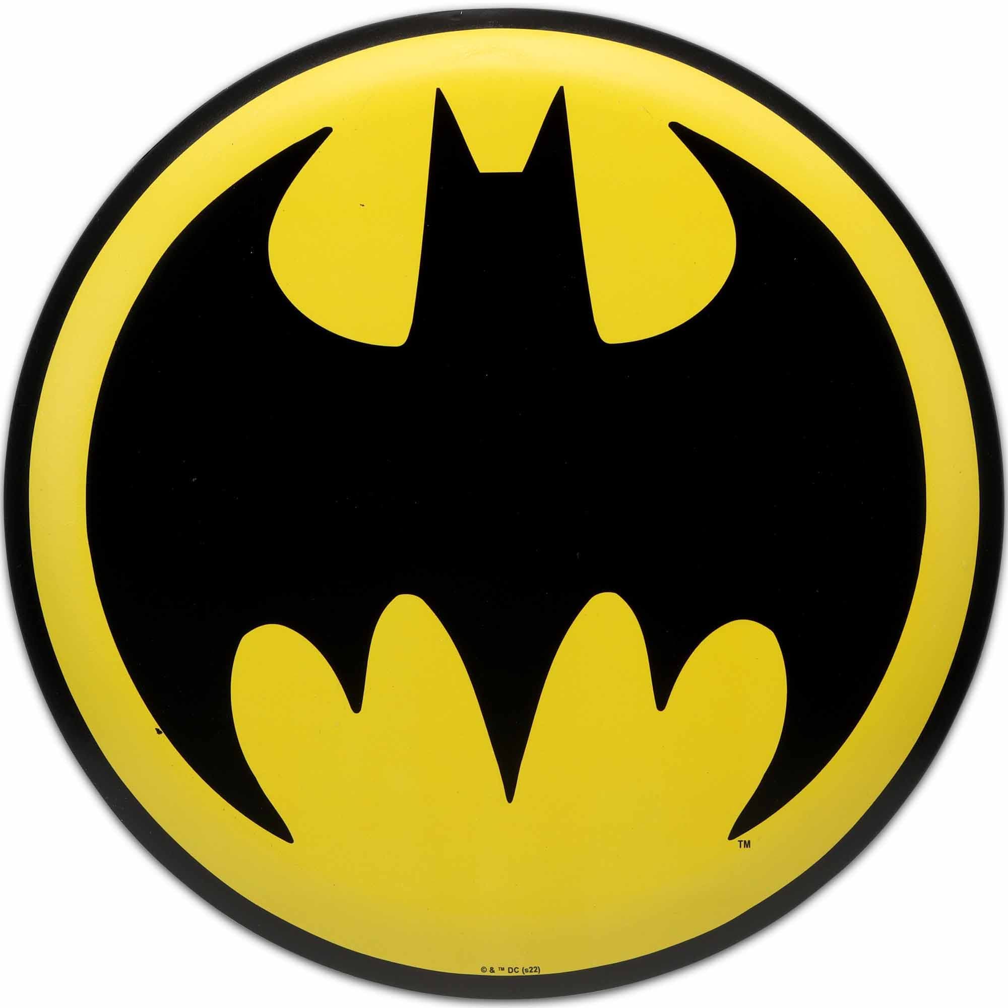 DC Comics Batman Bat Signal Round Embossed Metal Sign - Vintage Batman Wall Decor for Man Cave or Movie Room