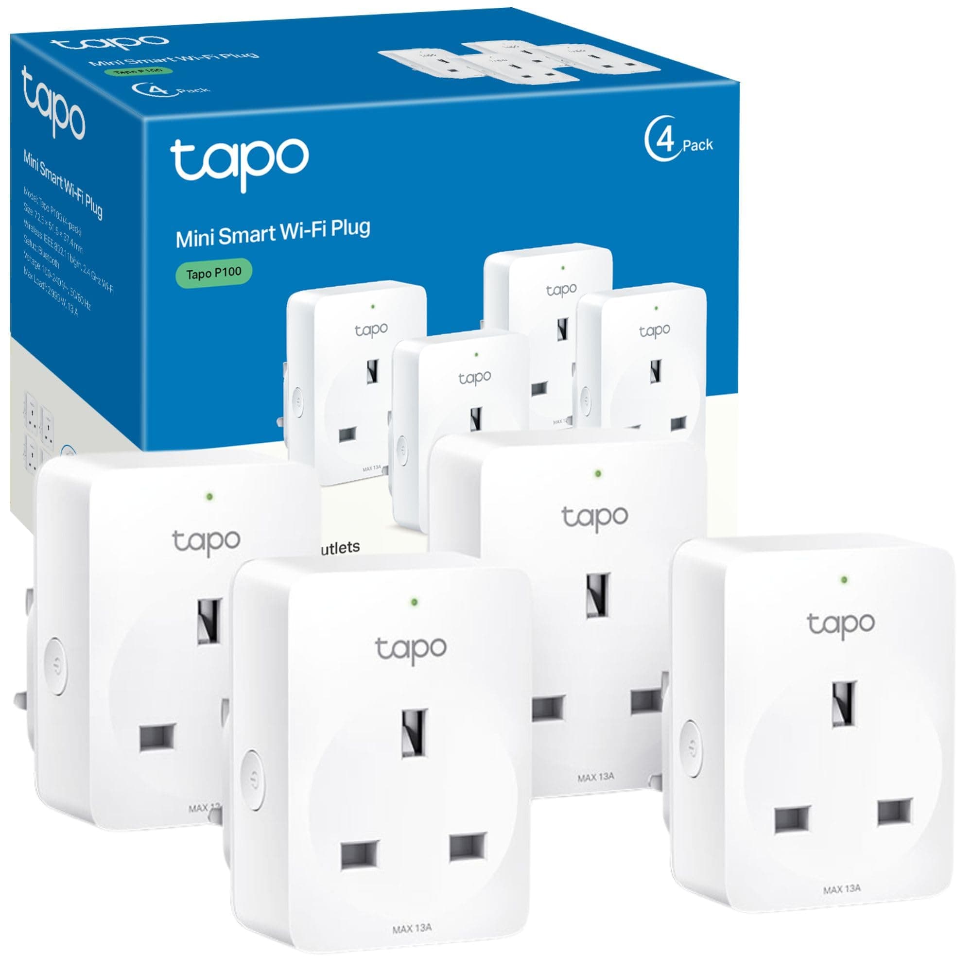 P100 (4-Pack) Smart Plug, Wi-Fi Plug, App Remote Control, Alexa Plug, Voice Control with Alexa & Google, Away Mode, Scheduling & Timer, Device Sharing, Easy Set Up, Multiple Safety Guarantees