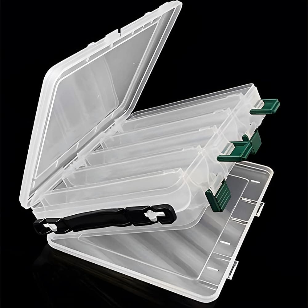 Tackle Box, 12 Slots Visible Hard Plastic Clear Storage Case Container, Fishing Lure Hook Tackle Box with Double-Sided, for Fishing Lure, Bait, Squid Jig, Minnows Hooks Accessory