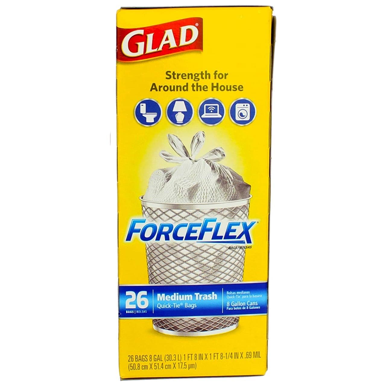 GladForceFlex Quick-Tie Medium Trash Bags (Box of 26)
