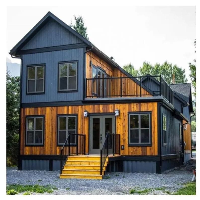 Quick.Simple.Easy SEQ Fully Equipped Double Story 2 bedrooms prefab Expandable Container House 40ft by 20 ft Luxury Home Stairs Included Free Bed Set with Terrace