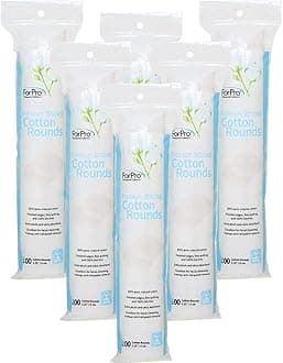 ForPro Professional Collection ForPro Premium Stitched Cotton Rounds, 100% Pure Cotton Pads for Removing Makeup, Nail Polish, and Cleansing Face, Pack of 6, Counts 600