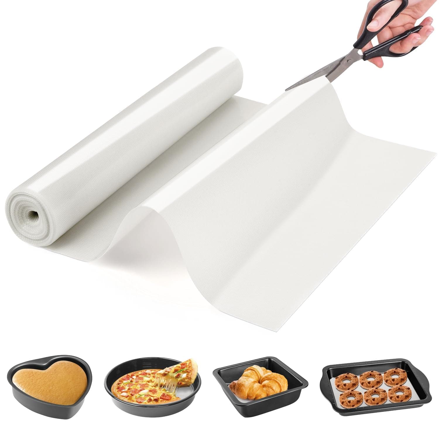 Silicone Baking Mat Roll -Non-Stick Dough Rolling Mat, Food Grade Pastry Baking Mat, Non-slip Silicone Kitchen Counter Mat, Reusable Air Fryer Mat, Washable Oil-Proof Refrigerator Liners