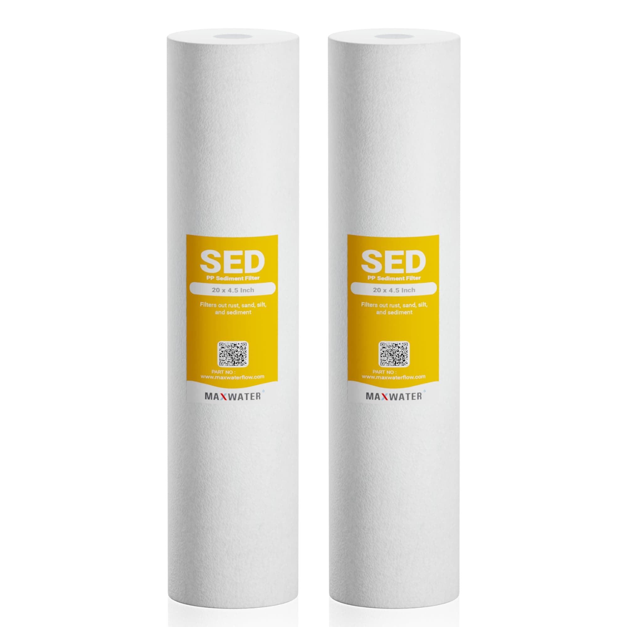 Max Water 5 Micron 20 x 4.5 Sediment Filter 20 inch Whole House BB Water Filteration System Replacement Compatible Cartridge DGD-5005-20, FP25B, AP810-6, FPMB5-20, P5-20, 155358-43, SDC-45-2005