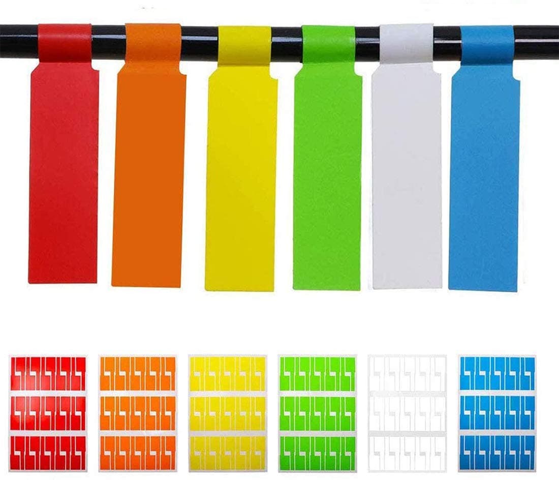 Delfino Cable Labels, Multi Color Self Adhesive Labels Waterproof Tear Resistant Label Stickers For Office Work School Handwriting Organize Computer Cord Laser Printer 180Pcs