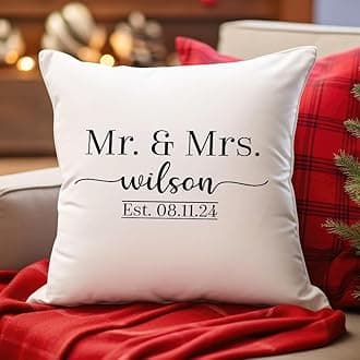 Personalized Mr and Mrs Pillows, Wedding Gifts for Couples with Name, Hubby Wifey Pillow Cases, Bridal Shower Gifts Valentines' Day for Her (Mr & Mrs-05)
