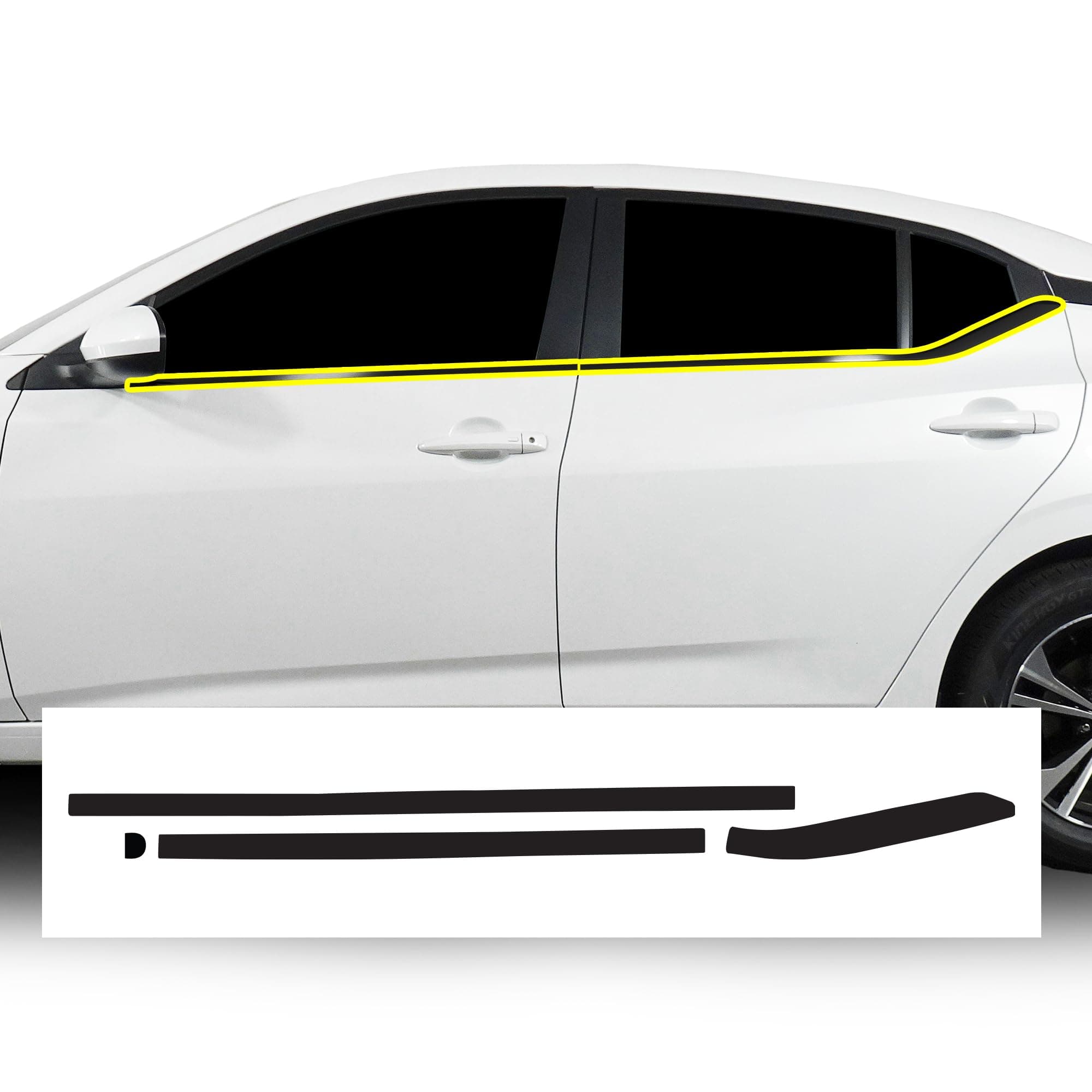 for Nissan Sentra 2020-2025 Side Window Chrome Delete – Precut Vinyl Trim Overlay, Gloss Black Blackout Appearance