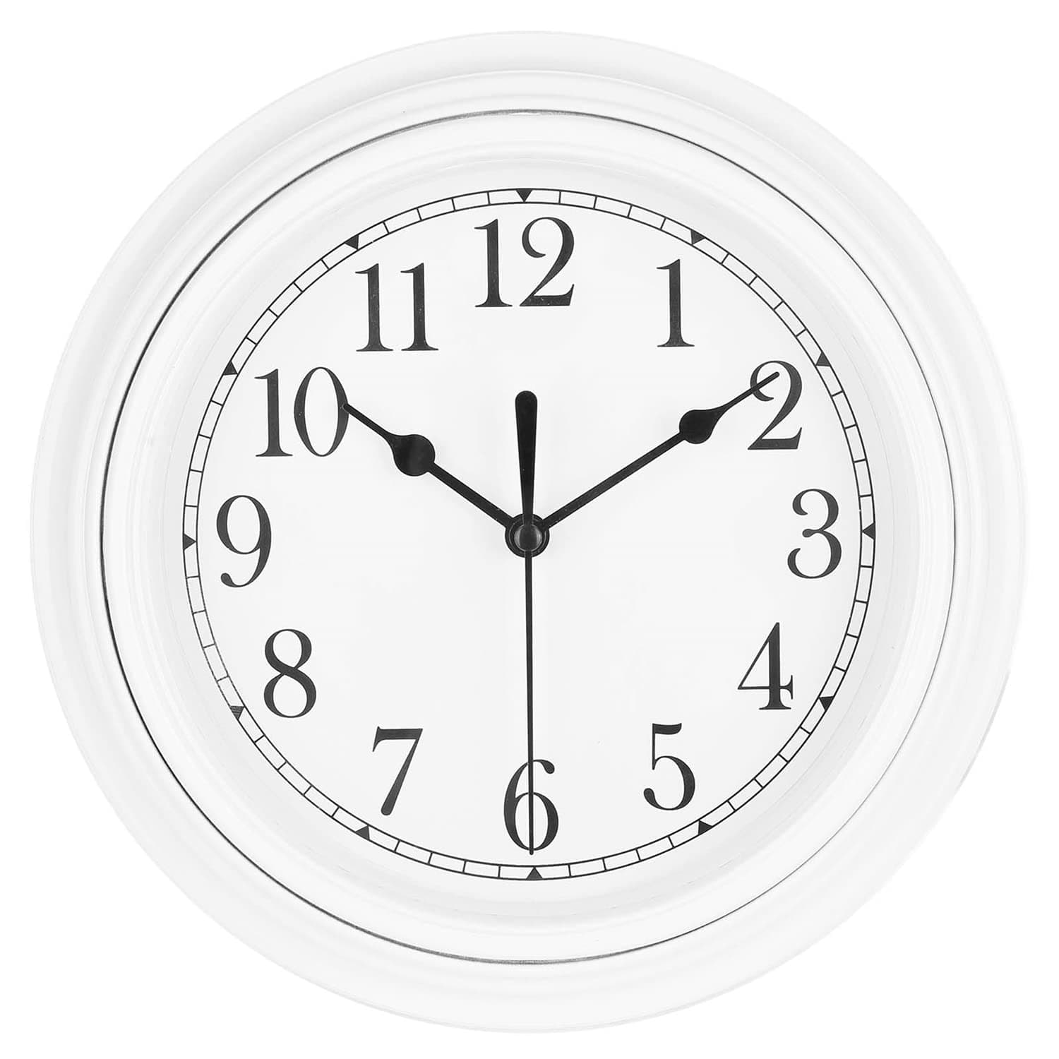 Silent Wall Clock Kitchen 9 Inch Retro Non-Ticking Decorative Bedroom Office Wall Clock - White