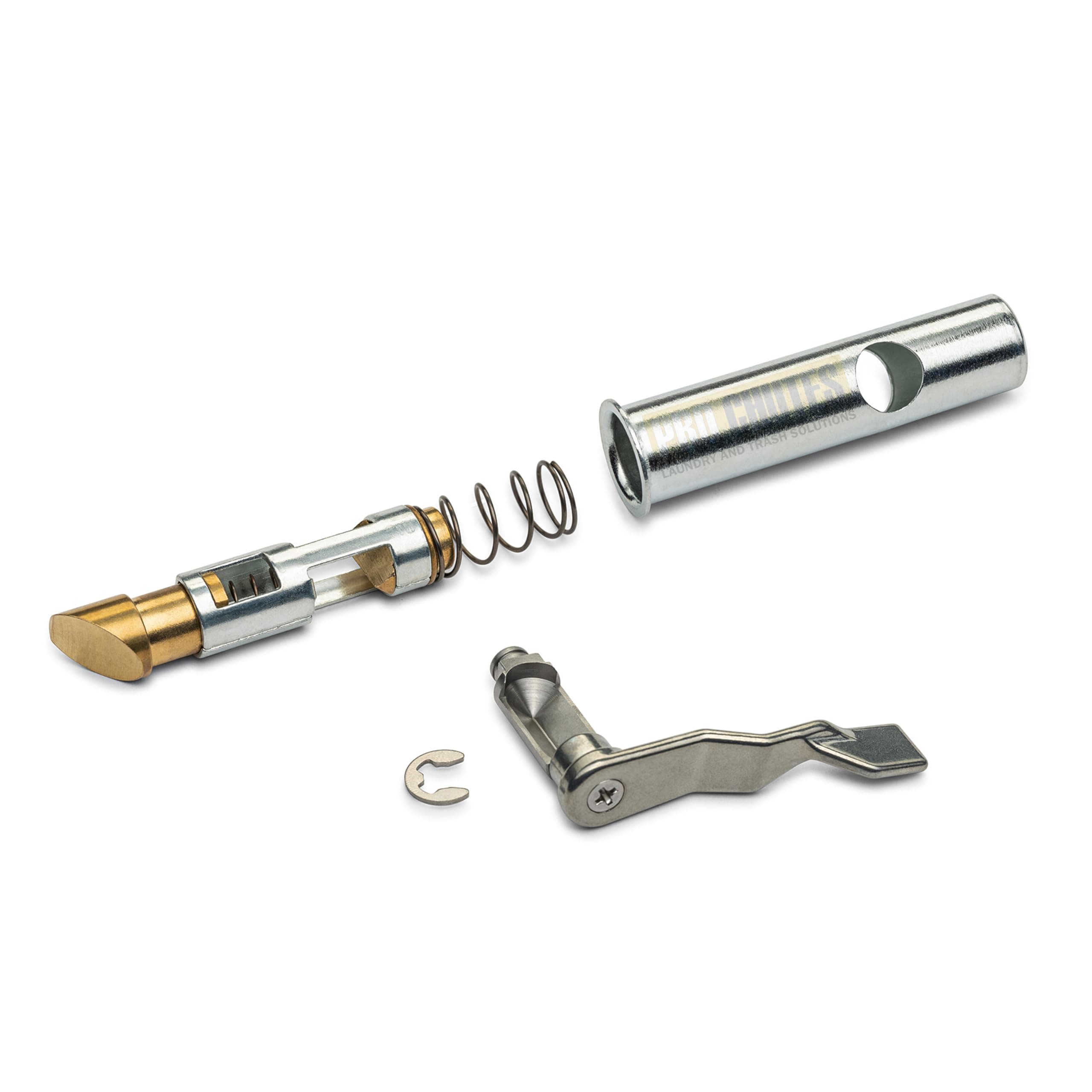 Trash Chute Thumb Latch Trigger Plunger - Bottom Hinged Door Handle 1-5/8 & 1-21/32 Inch Backset Silver Tubular Part for Wilkinson & Other Manufactured Garbage & Rubbish Stainless Steel (Galvanized)