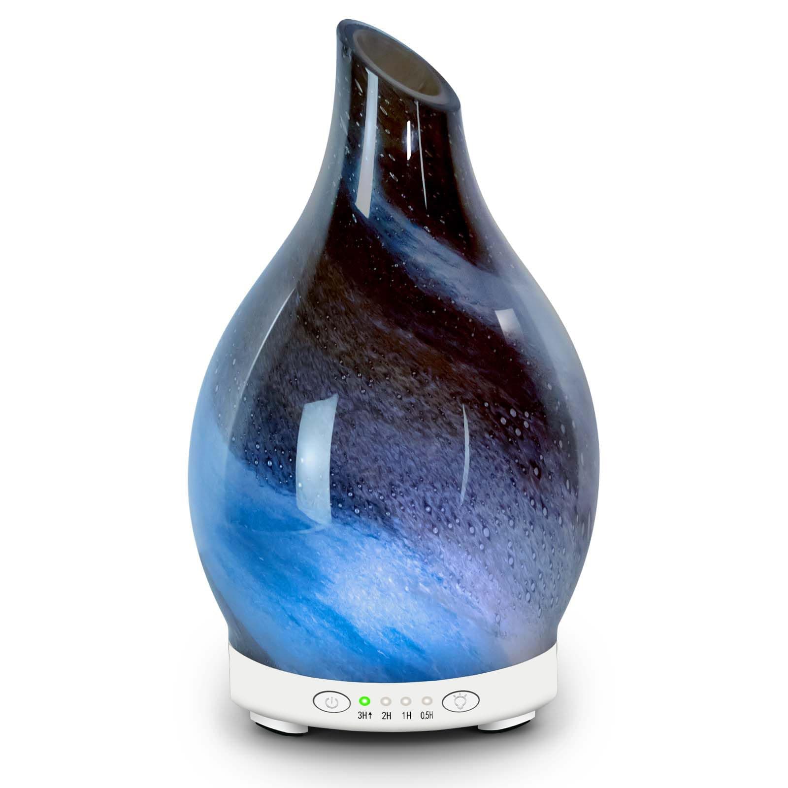 Essential Oil Diffuser 120ML Glass Ultrasonic Aromatherapy Oil Diffuser-Aroma Humidifier Glass Diffuser,7 Color Changing Light Waterless Auto-Off-Ultra-Quiet for Sleeping Yoga Home Ofice and Spa