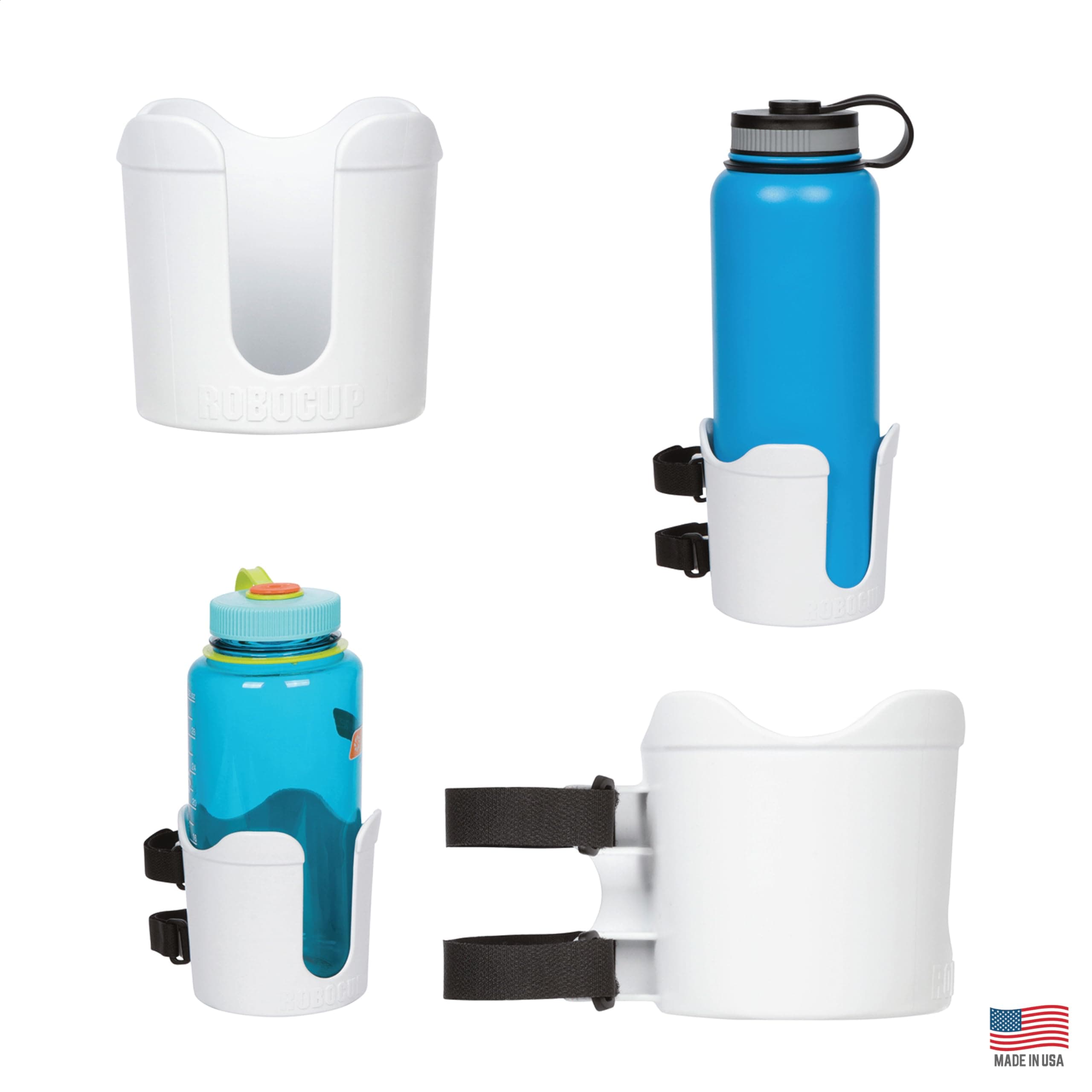 ROBOCUP Plus, (White), Add-On Accessory XL Extension Cup Holder, Larger Drink Capacity, Perfect for Boats, Golf Carts, Walkers, Wheelchairs and Work. Made in USA (Includes 1)