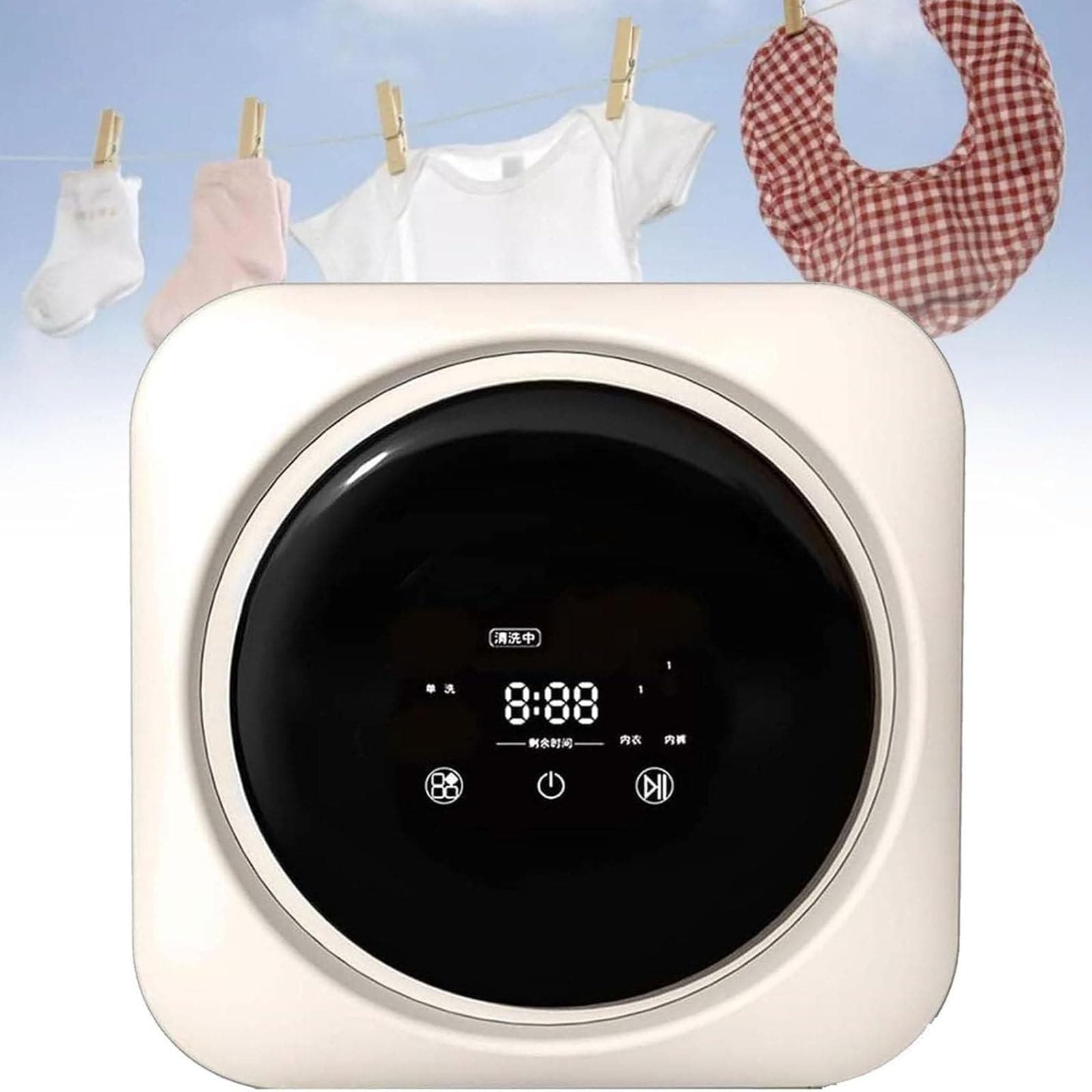 170w/3.5l Mini Automatic Washing Machine, Intelligent Roller Washing and Drying, Wall-Mounted/Desktop Integrated Washing Machine, Front Loading Compact Clothes Dryer,Desktop