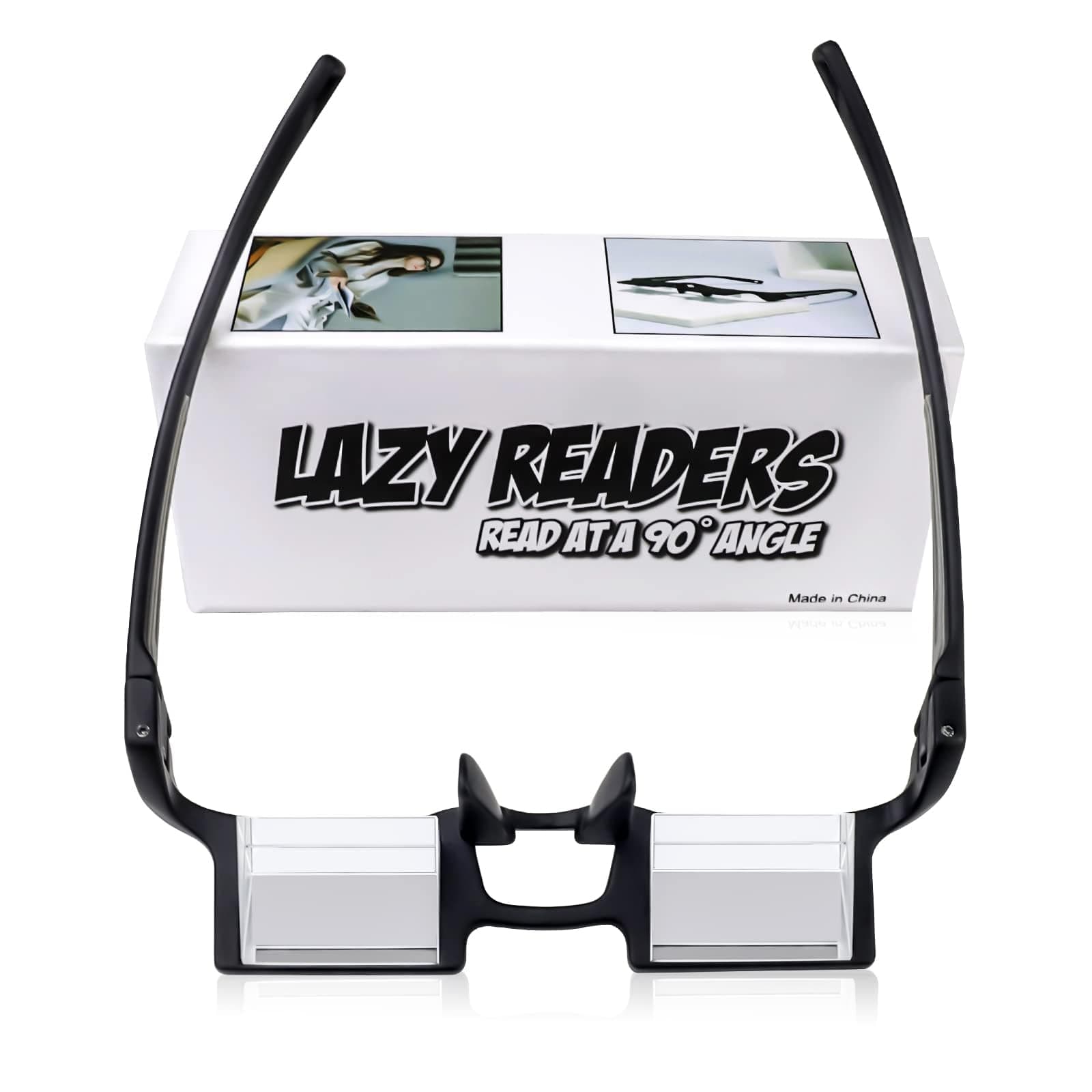 Lazy Reading Glasses Light Thinner Horizontal HD Glasses for Lying Down to Watch TV/Mobile Reading Books 90°Angle Prism Lazy Readers Glasses