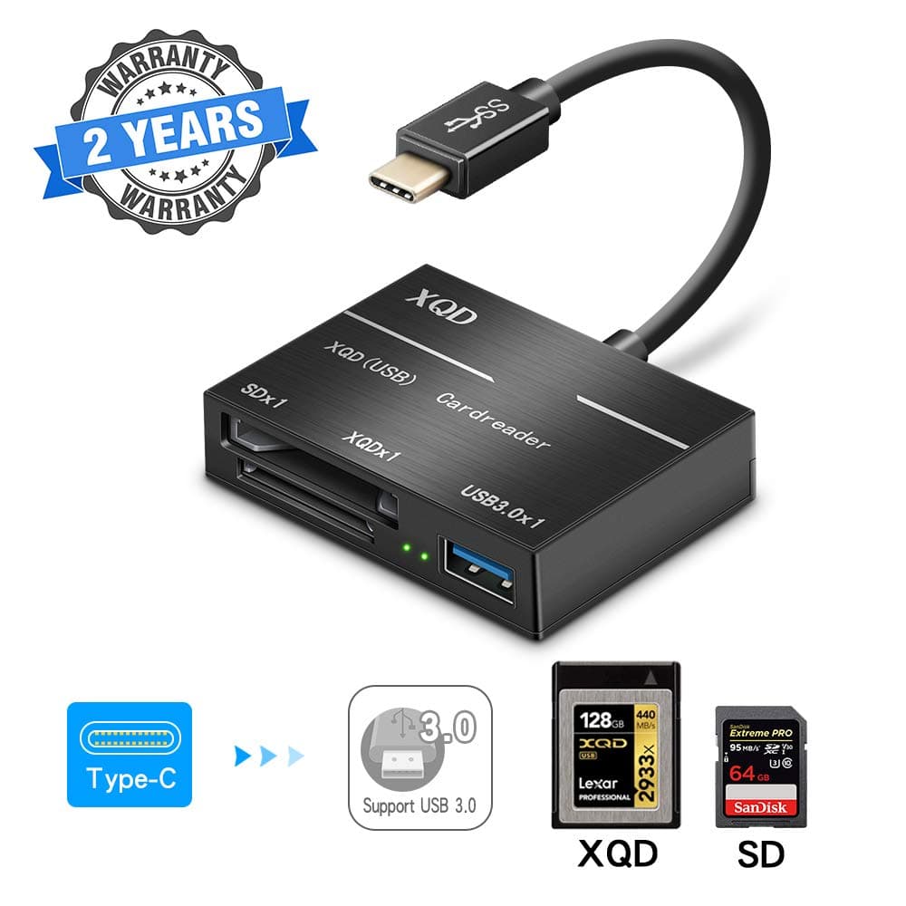 XQD/SD Card Reader Type C, Opluz Dual Slot USB 3.0 Flash Memory Card Reader with High Speed up to 5Gbp/s for SD(HC/XC), Sony G Series, Lexar USB Mark Card, Compatible with Windows/Mac OS System