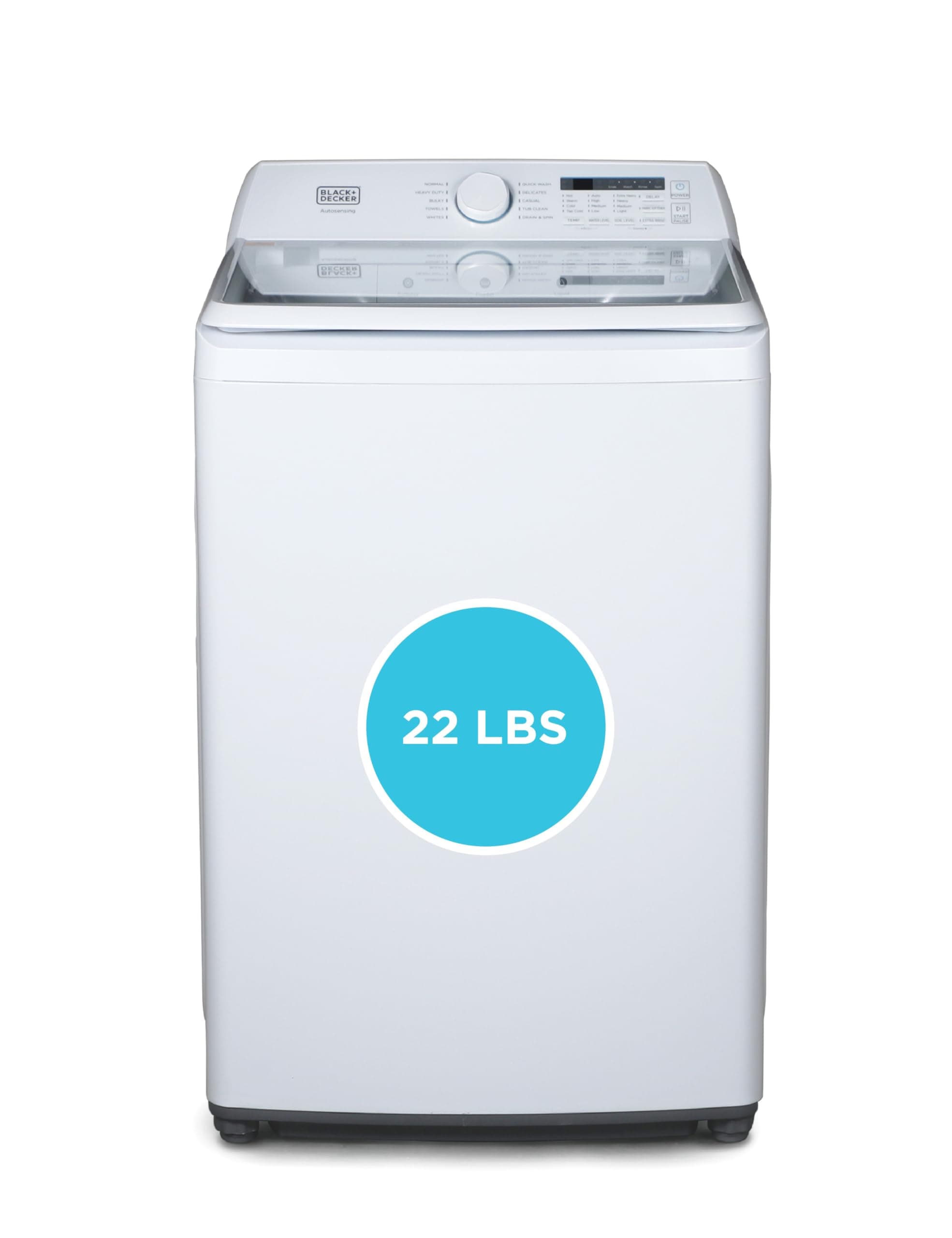 4.1 Cu. Ft. Top Loading Washing Machine with Agitator, Full Size Washing Machine with Glass Lid and Stainless Steel Tub, Machine with LED Display, 10 Wash Cycles, 120V, BTLW41MW, White