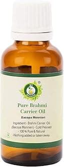 R V Essential Pure Brahmi Oil 50ml- Bacopa Monnieri (100% Pure and Natural Rare Herb Series) For Skin Face Hair Body Nails Scalp Massage Aromatherapy Diffuser Soap Candle Perfume Making