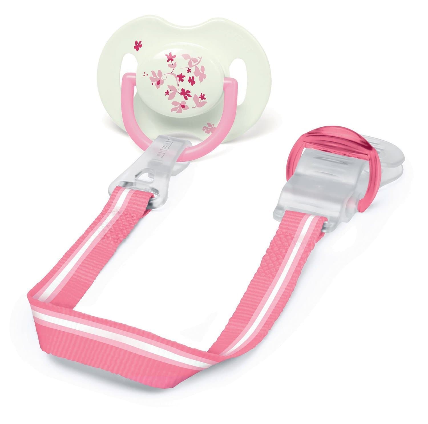 Philips Avent Soother Pacifier Clip in Pink, 2 Pack