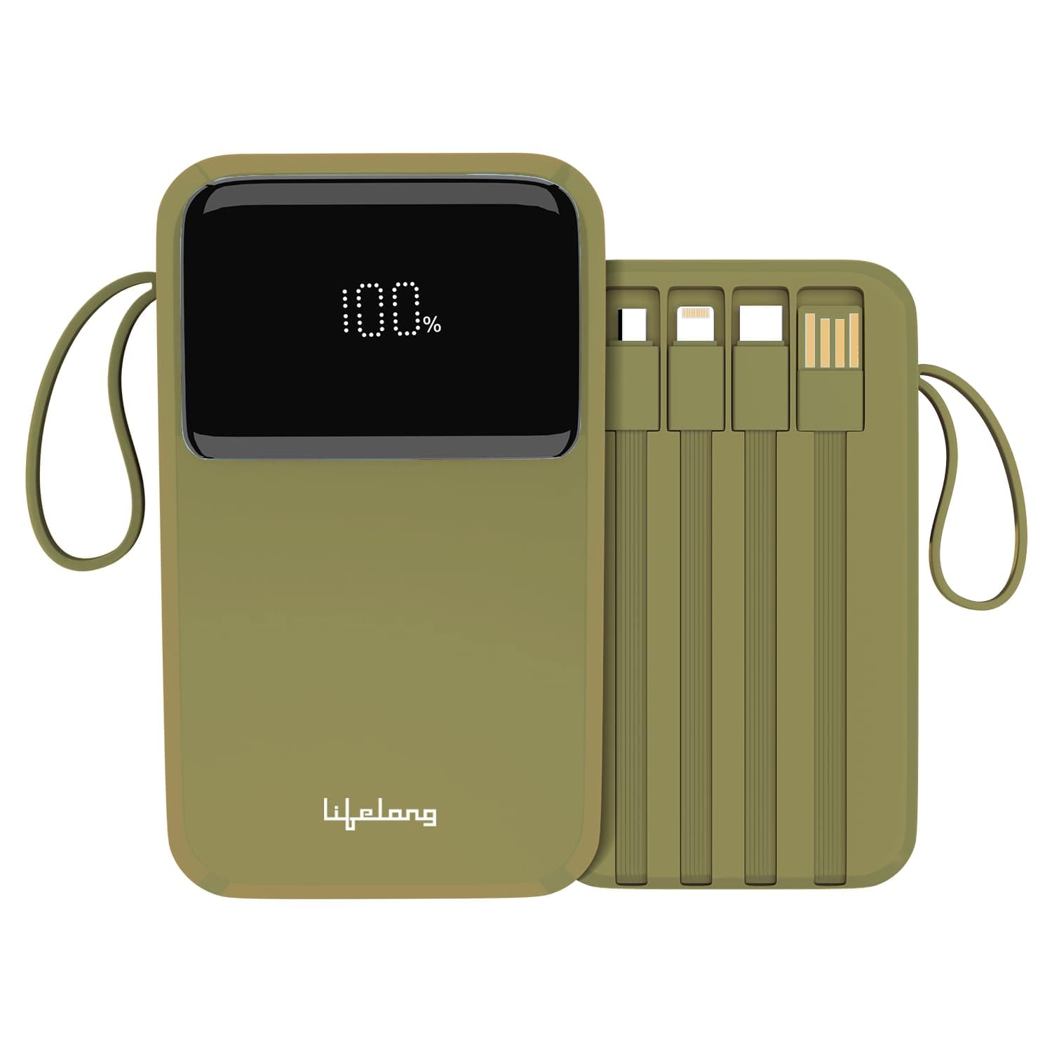 Lifelong Electronics 20000mAh 22.5W Fast Charging Power Bank | 3 Inputs (1 Built-in USB A Cable + 1 C + 1 Lightning Port) & 6 Outputs (3 Built-in Cables + 1 C + 2 A Port) | Small Pocket Size Powerbank