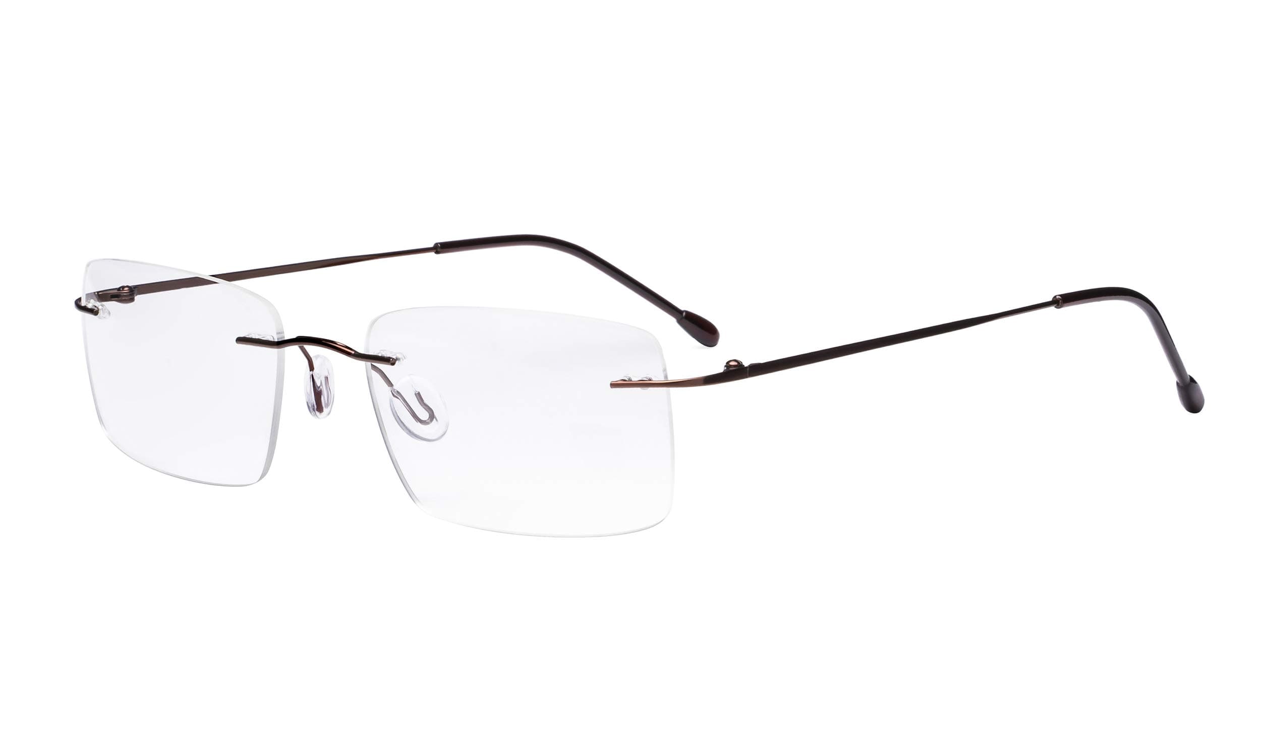 Eyekepper Frameless Reading Glasses for Men Reading - Rectangle Rimless Reader Eyeglasses Brown +3.00
