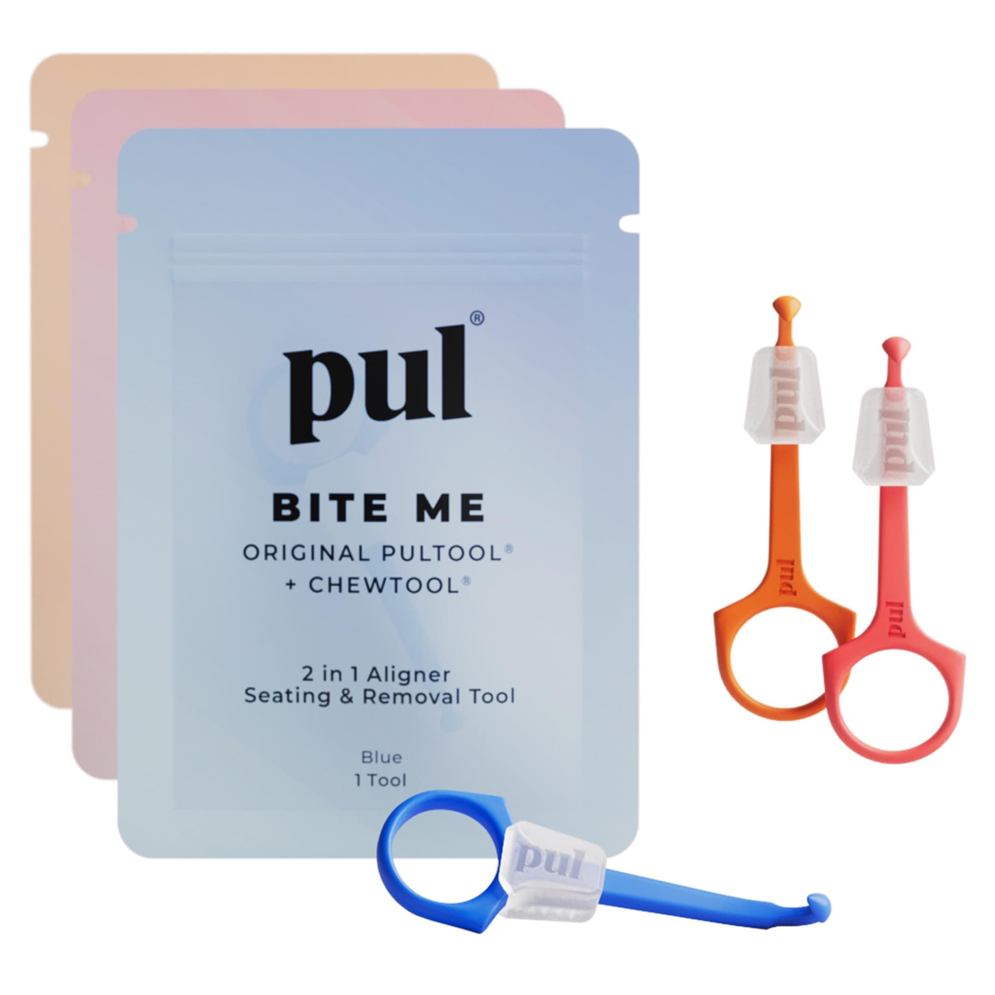 PUL 2-in-1 Clear Aligner Chew Tool & Removal Tool | Orthodontic Chewie + Remover Combo | Hygienic, Reusable, BPA-Free Dental Accessory for Invisalign | Pack of 3