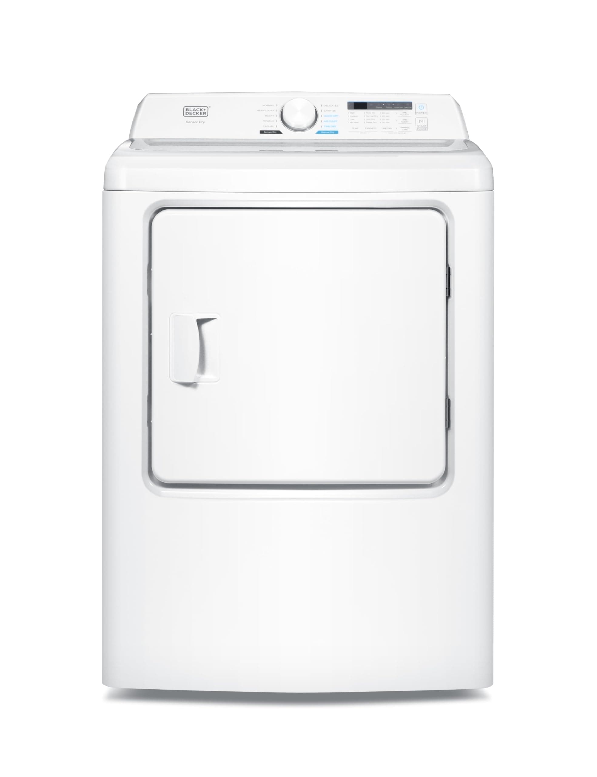 BLACK+DECKER 7.0 Cu. Ft. Front Load Dryer, Electric Clothes Dryer with LED Display and Dial Control, 5 Sensor and Manual Dry Selections, 240V, Requires Professional Installation, BLD67ME, White