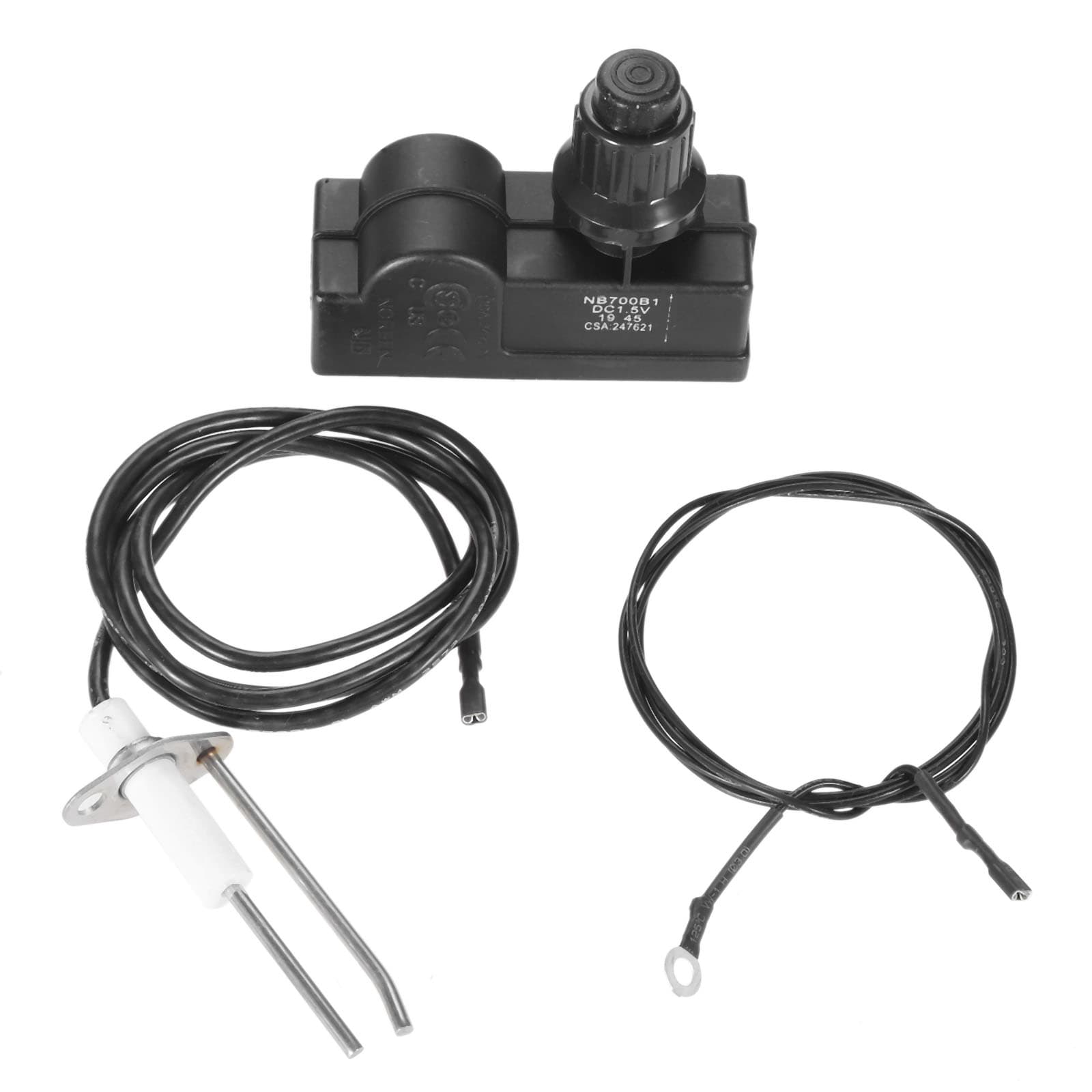 Fire Pit Ignitor Push Button Ignition Kit with 2 Outlets, Ground Wire for Fire Pit Gas Burner System, AAA Type