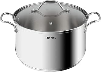 Tefal Intuition XL B8646304 Large Stainless Steel Cooking Pot 26 cm / 6.5 L, Induction, 5 Year Warranty, Premium 18/10 Stainless Steel, Size XL, Sturdy Handles, Glass Lid
