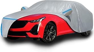 Car Cover for 2019-2025 Cadillac CT5/CT5-V Sedan, Waterproof Custom-fit Sun Rain UV Dust Snow All Weather Protection Windproof Outdoor Full Car Cover with Door Zipper and Cotton Lining-Gray