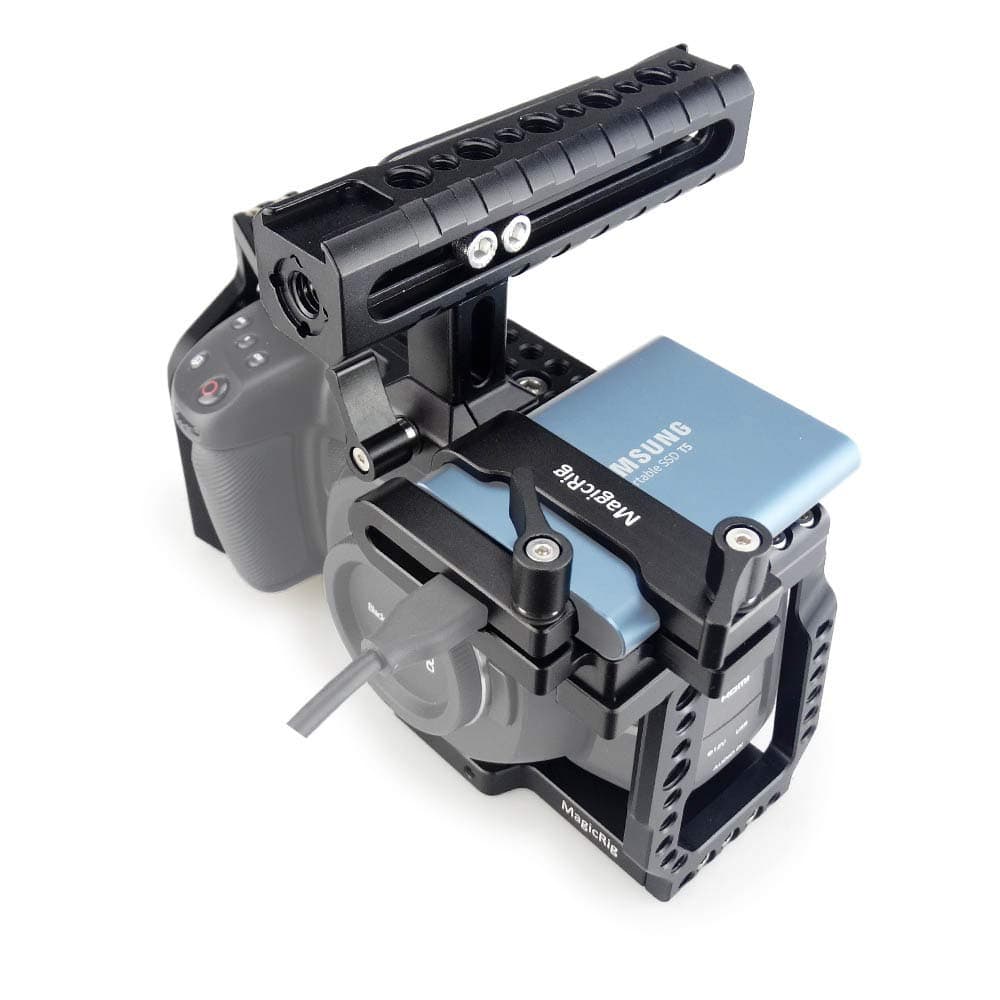 BMPCC 4K / 6K Cage with NATO Handle + T5 SSD Mount Clamp for Blackmagic Design Pocket Cinema Camera 4K / 6K