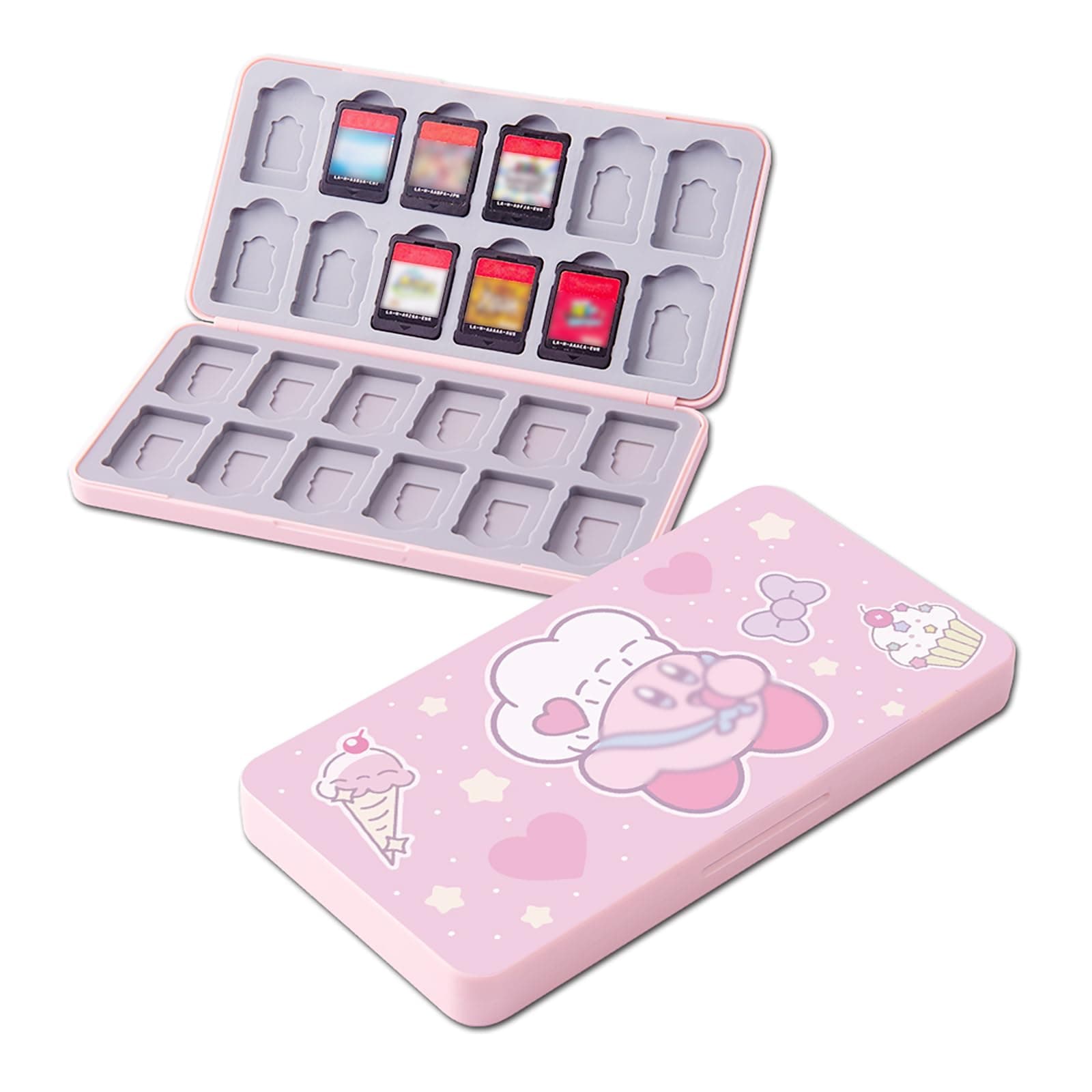 PERFECTSIGHT Cute Game Card Case for Nintendo Switch 2 & Switch Lite & OLED, 24 Game Holder Cartridge Case for Game Cards and 24 SD Cards, Kawaii Portable Compact Storage Box (Dessert KB)
