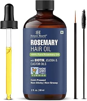 100% Pure Rosemary Oil For Hair Growth Infused With Biotin | Hair Strenghtening Treatment | Nourishing & Volumizing | With Jojoba Oil & Castor Oil | Non GMO Verified | 60 ml