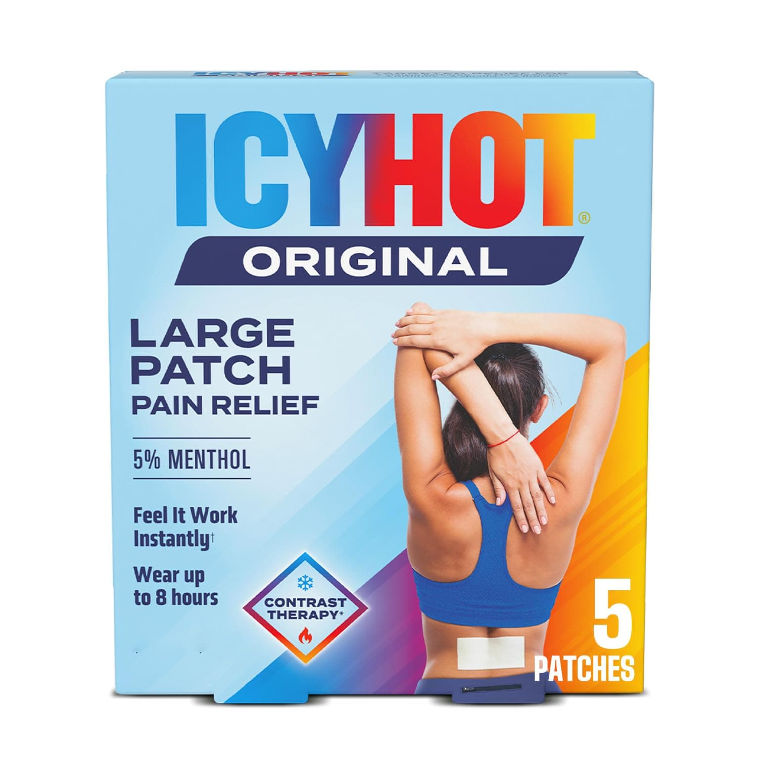 Icy Hot Medicated Patch Extra Strength Pain Relief Patch for Back or Large Area, 5 Count