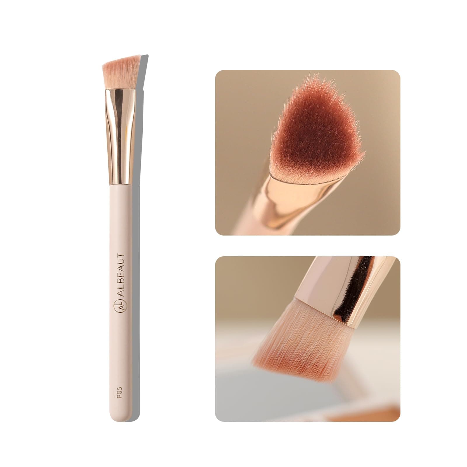 Albeaut Triangle Concealer Brush, Angled Under Eye Brightening Brush for Liquid Cream Powder Small Nose Contour Foundation Makeup Brush