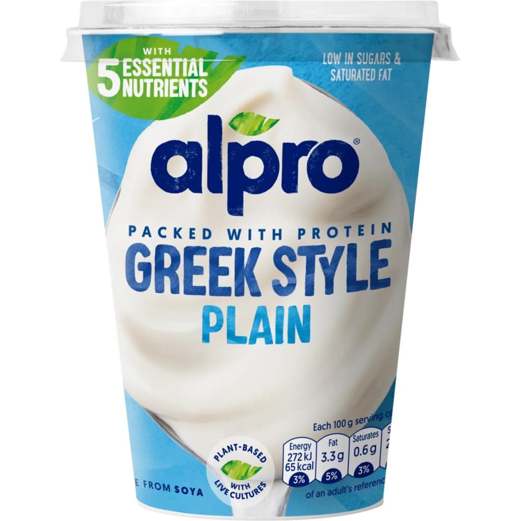 Alpro Greek Style Plain, Plant-Based & Soya Yoghurt Alternative, Vegan & Dairy Free, 400g