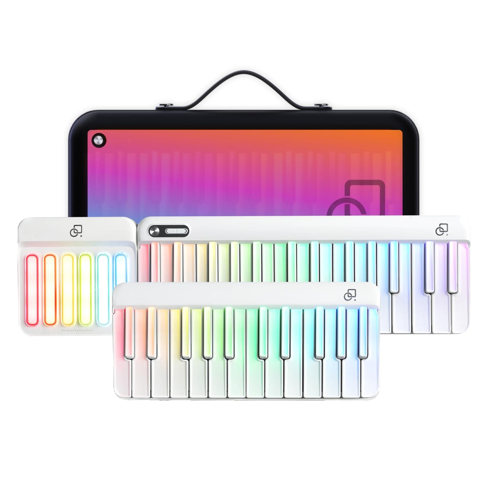 Popupiano Smart Piano Keyboard,Rainbow LED Lights&Free Apps,Learning Portable Keyboard,256 Voices,100+ Auto Chords,MIDI Support,59-Key Digital Piano for Beginners,Gift for Birthdays or Holidays