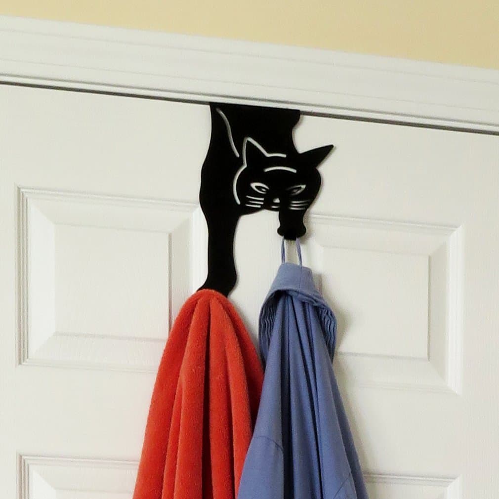 - Cat Over The Door Hooks for Hanging - Black - Over The Door Organizer - Strong Metal Hooks