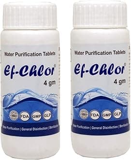 Ef-Chlor 4Gm Overhead & Underground Tank Water Purification Tablets - Combo Pack Of 2 Jars (40 Tablets) | Purify 40000L 1 Tablet Purifies 1000L Reliable Treatment Solution