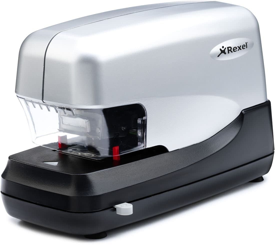 Rexel Stella 70 Automatic Electric Stapler, 70 Sheet Capacity, Flat Clinch Stapling, Uses Staple Cartridges, Mains Adaptor Included, Silver/Black, 2101178