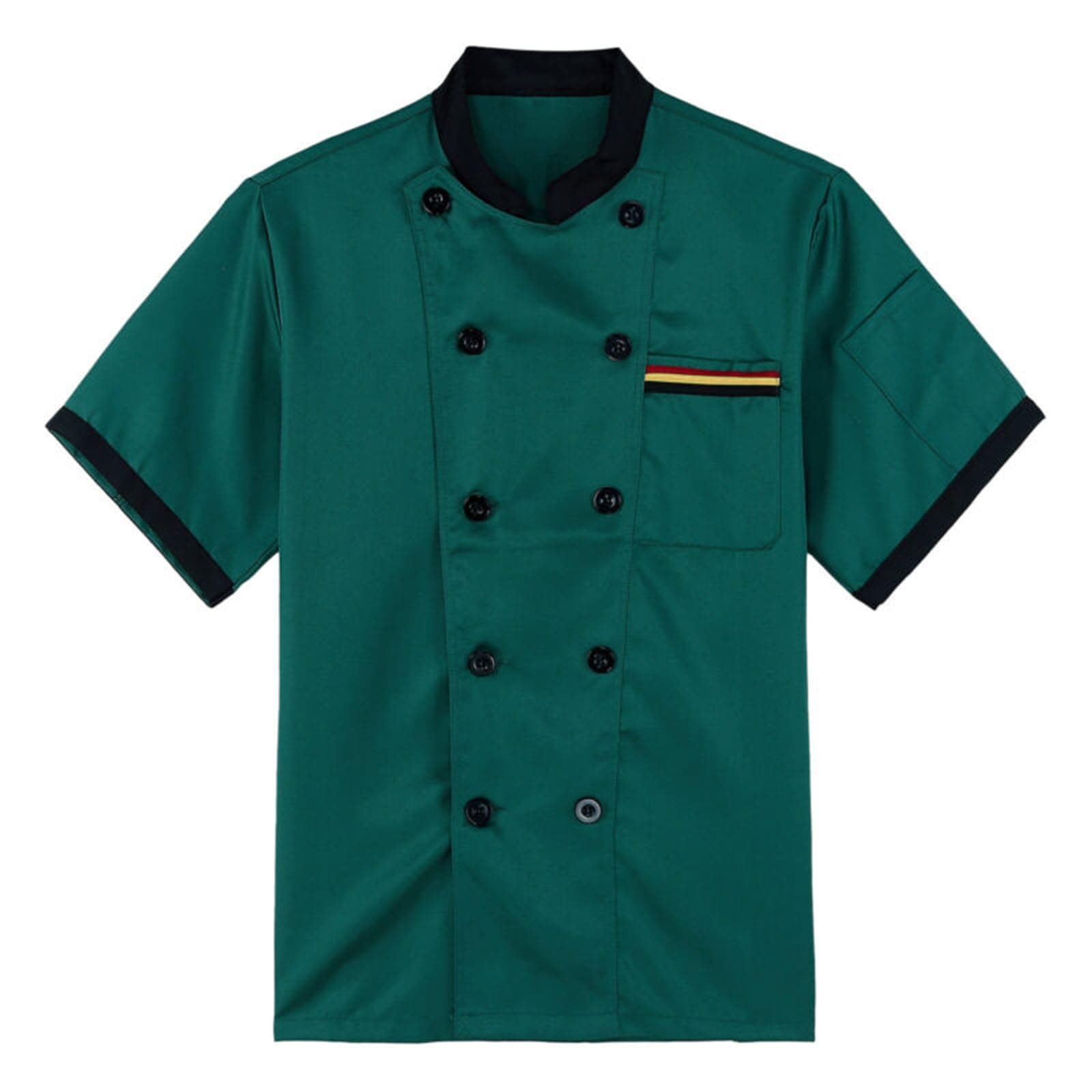 Unisex Chef Coat Short Sleeve Jacket,Breathable,Comfortable Button Closure - Kitchen,Restaurant,Hotel Uniform A
