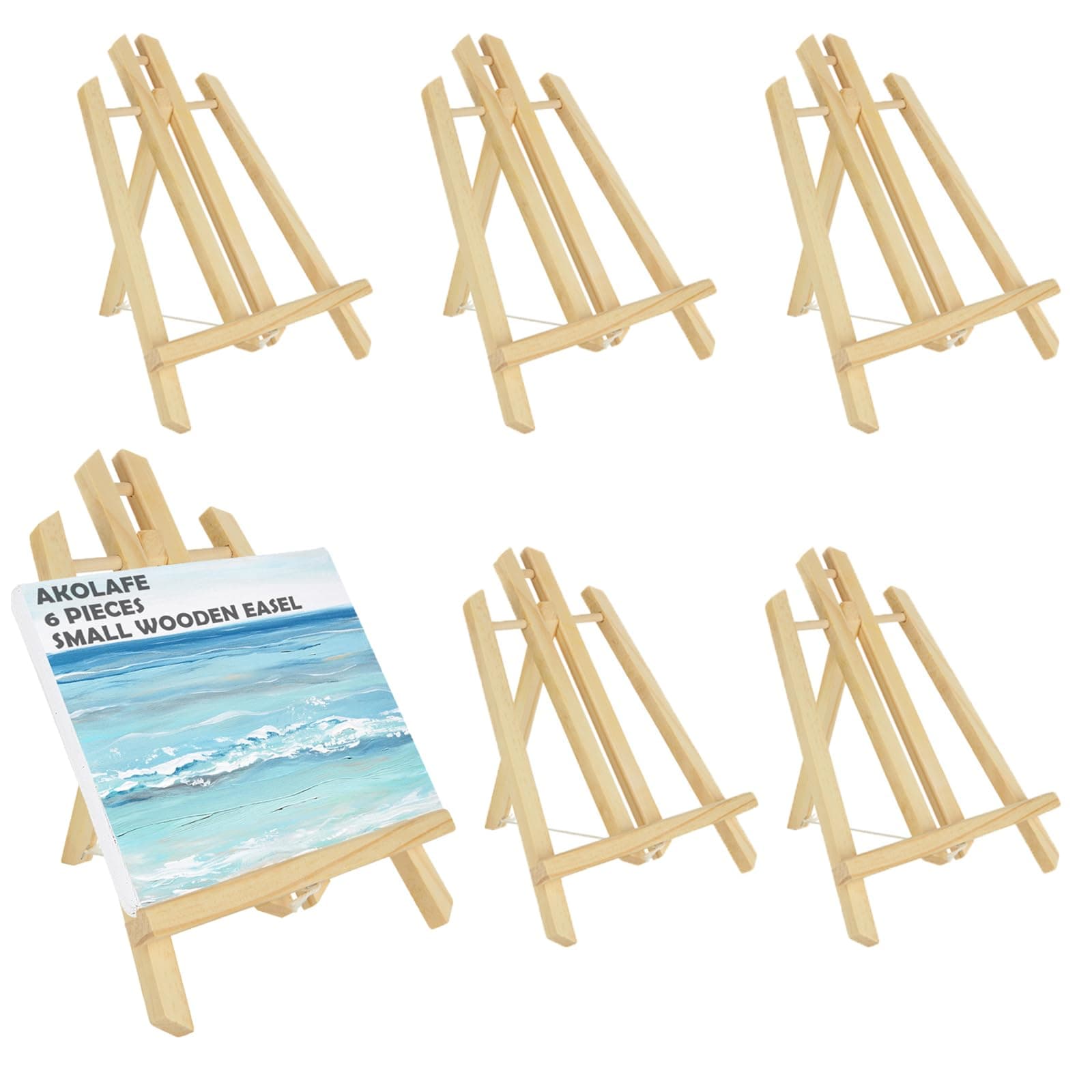 6PCS Adjustable Mini Easel Stand - 30cm/12 Inch Table Top Wooden Easel for Canvas, Artist & Crafts Painting